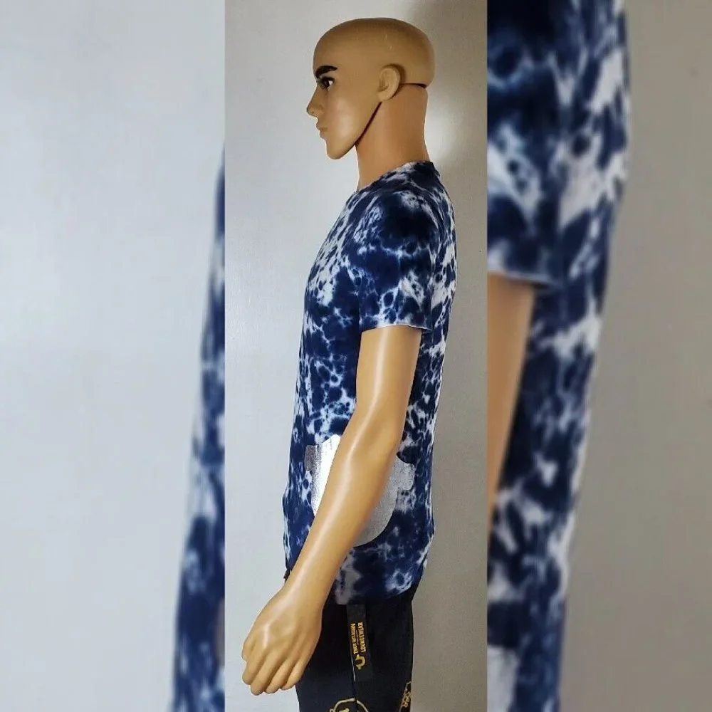 TRUE RELIGION LOUNGEWEAR TIE DYE TSHIRT MEN'S SHORT SLEEVE BLUE SIZE M